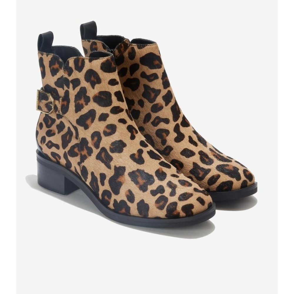 Cole Haan Women's Kimberly Water Resistant Ankle Bootie Size 8.5M W22302 Leopard